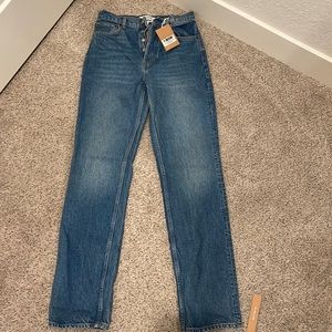 brand new size 27 reformation cynthia high rise straight long jeans